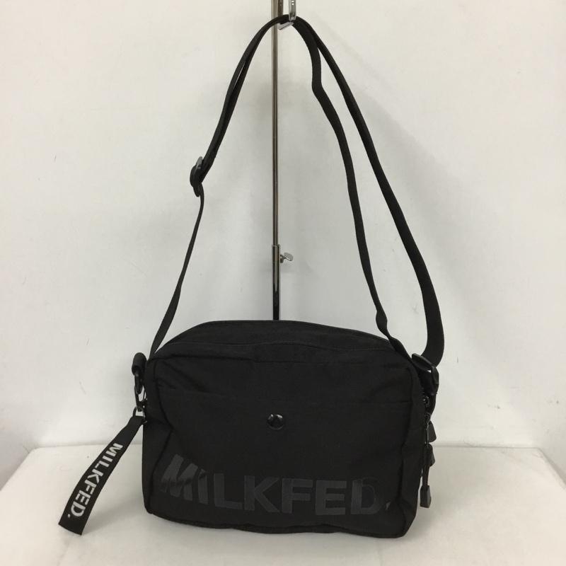ミルクフェド MILKFED. ショルダーバッグ ショルダーバッグ 03182087 SHOULDER WIDE BAG MESH POCKET ロゴ、文字 黒 / ブラック / レディース USED 古着 中古 10130413