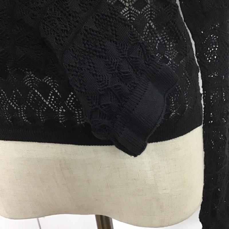 ザラ ZARA カットソー 長袖 4331 104 800 スタンドカラー 透かし編み L 無地 黒 / ブラック /  レディース USED 古着 中古 10113671