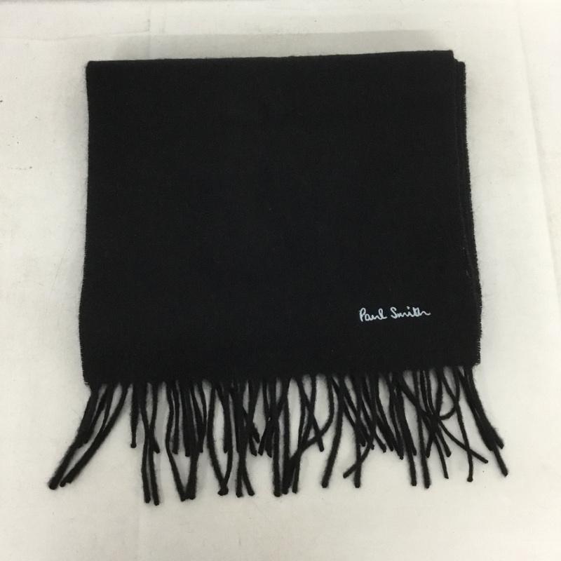 ポールスミス Paul Smith マフラー マフラー LBCOMPW12 ウール フリンジ ロゴ、文字 黒 / ブラック / メンズ USED 古着 中古 10137859