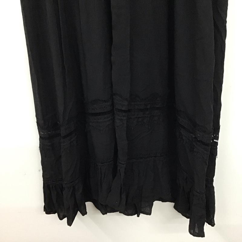 ザラ ZARA ワンピース ひざ丈スカート 半袖ワンピース フレアスカート 前開き M 無地 黒 / ブラック / レディース USED 古着 中古 10138310