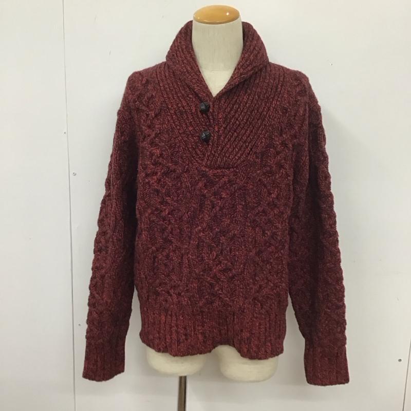 エルエルビーン L.L.Bean ニット、セーター 長袖 272203 ショールカラー M 黒 / ブラック / X 赤 / レッド / メンズ USED 古着 中古 10111229