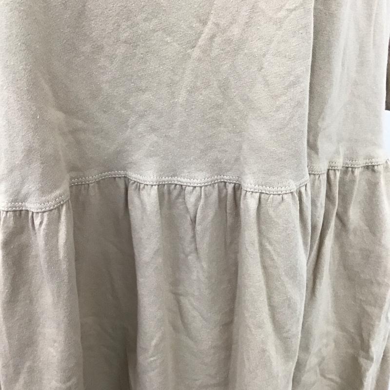 ザラ ZARA カットソー 半袖 0085 157 706 クルーネック ウエスト切替 L 無地 ベージュ / ベージュ / レディース USED 古着 中古 10122570