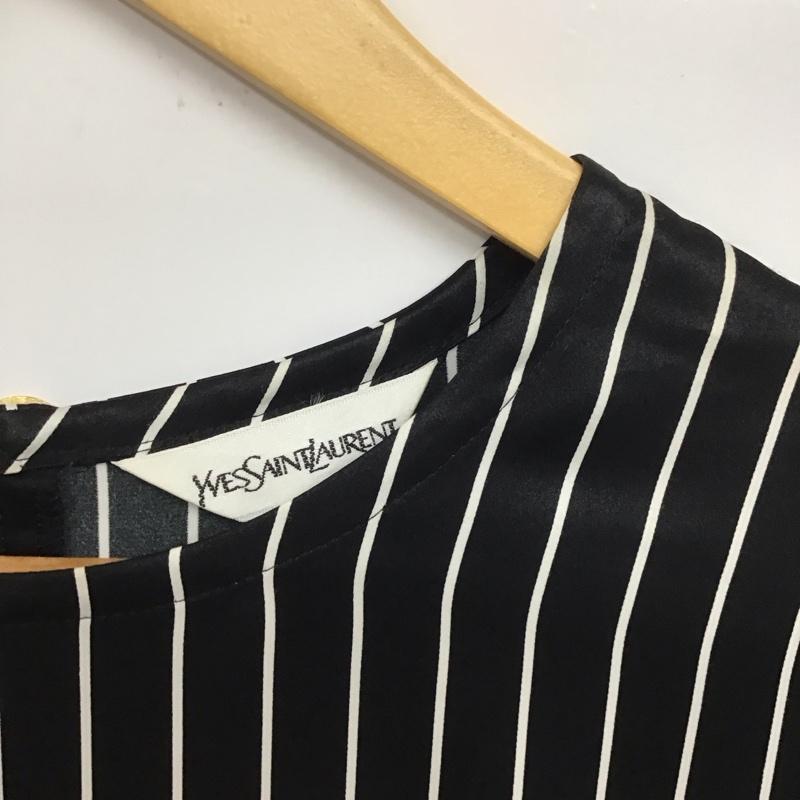 イヴサンローラン Yves Saint Laurent カットソー 長袖 38 ストライプ 黒 / ブラック / X 白 / ホワイト / レディース USED 古着 中古 10133399