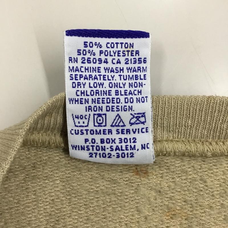 チャンピオン Champion トレーナー 長袖 長袖スウェット 長袖トレーナー リブカットソー 長袖カットソー 刺繍トレーナー L ロゴ、文字 ベージュ / ベージュ / メンズ USED 古着 中古 10106410