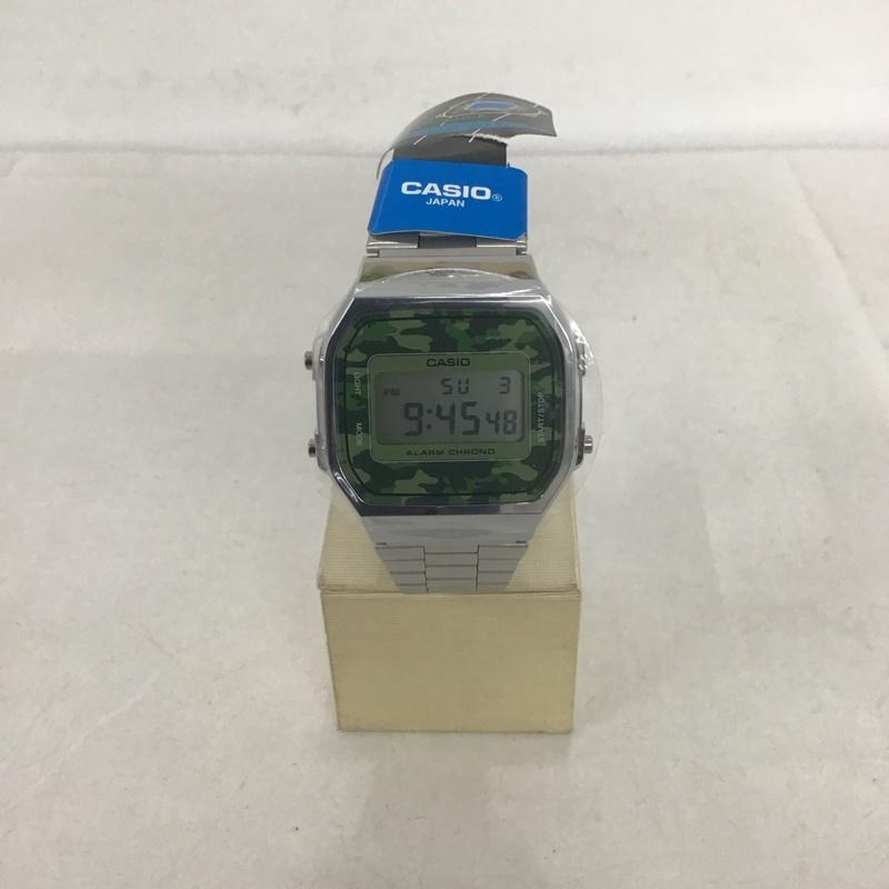 カシオ CASIO 腕時計 デジタル A168WE 迷彩 箱有 ロゴ、文字 銀 / シルバー / メンズ USED 古着 中古 10134450