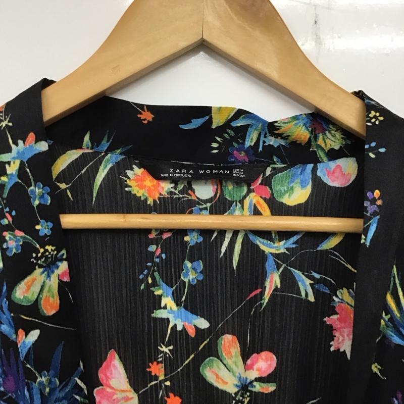 ザラウーマン ZARA WOMAN カーディガン 半袖 半袖ロングカーディガン プリントカーディガン M プリント マルチカラー / マルチカラー / レディース USED 古着 中古 10134333