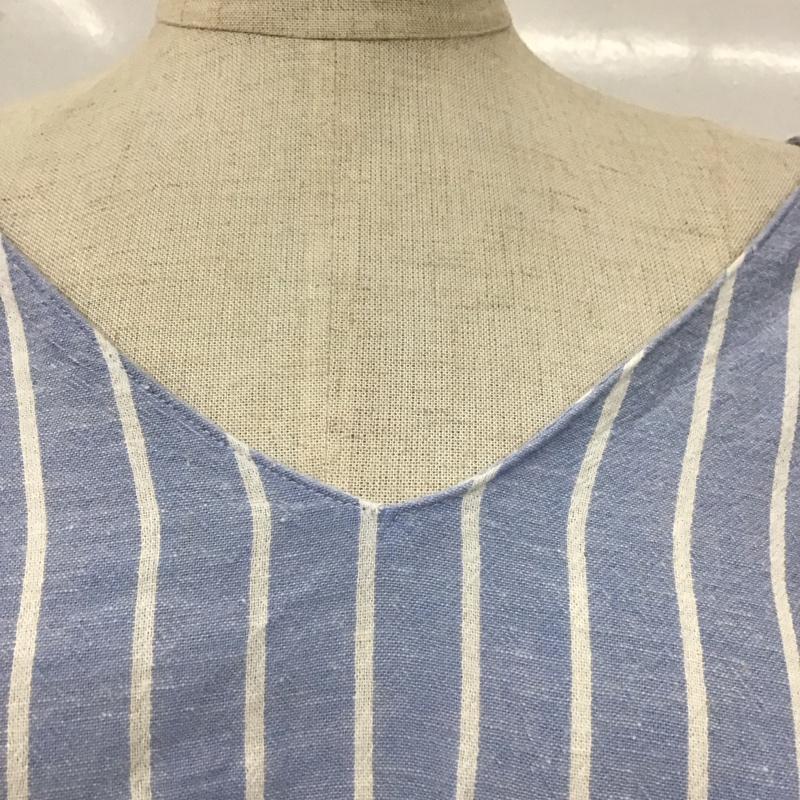 ザラティーアールエフ ZARA TRF カットソー 七分袖 ベルト付き 裾レース S ストライプ 水色 / ライトブルー / X 白 / ホワイト /  レディース USED 古着 中古 10112001
