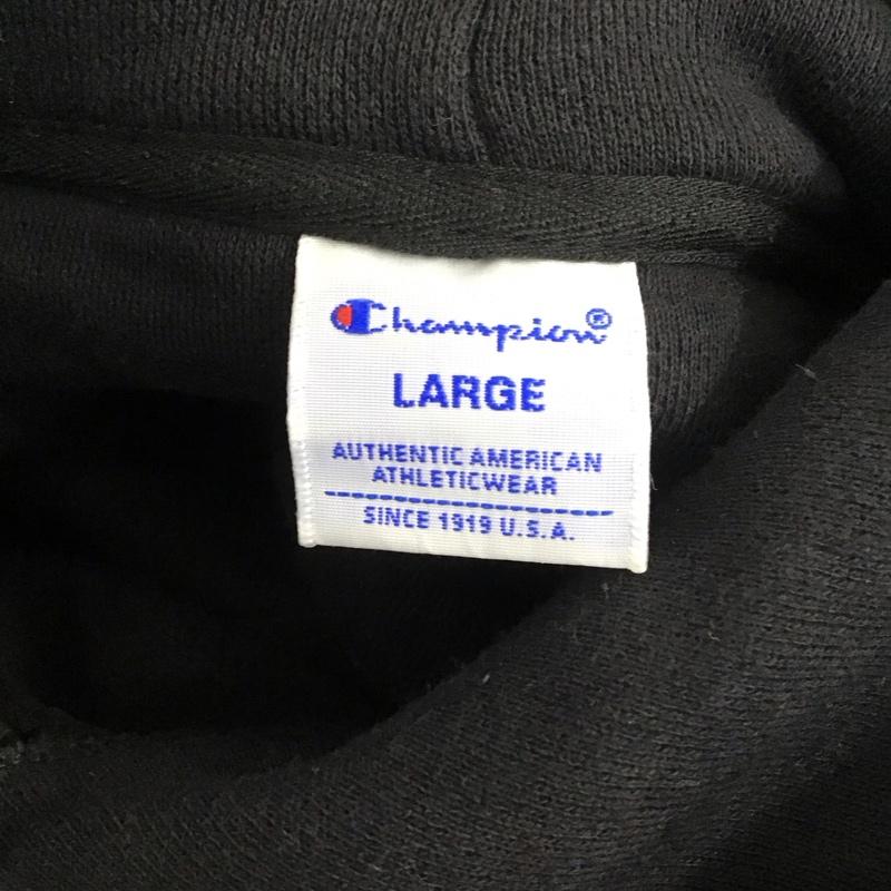 チャンピオン Champion パーカー 長袖 c8-s122 長袖パーカー プルオーバーパーカー トレーナー L ロゴ、文字 黒 / ブラック / メンズ USED 古着 中古 10112705