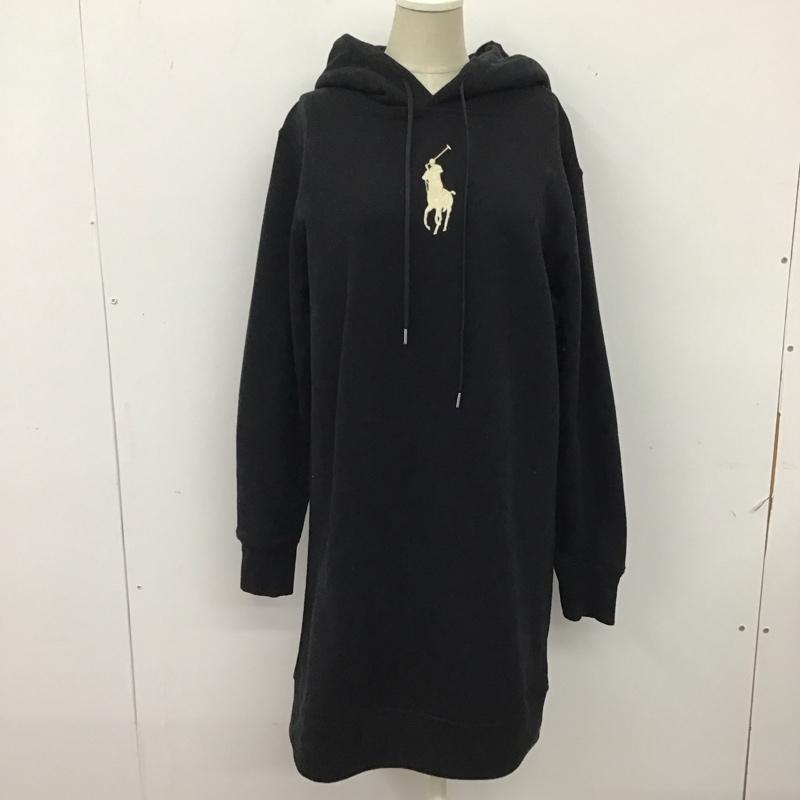 ポロラルフローレン POLO RALPH LAUREN ワンピース ひざ丈スカート パーカー 長袖 裏起毛 S ワンポイント 黒 / ブラック / レディース USED 古着 中古 10116148