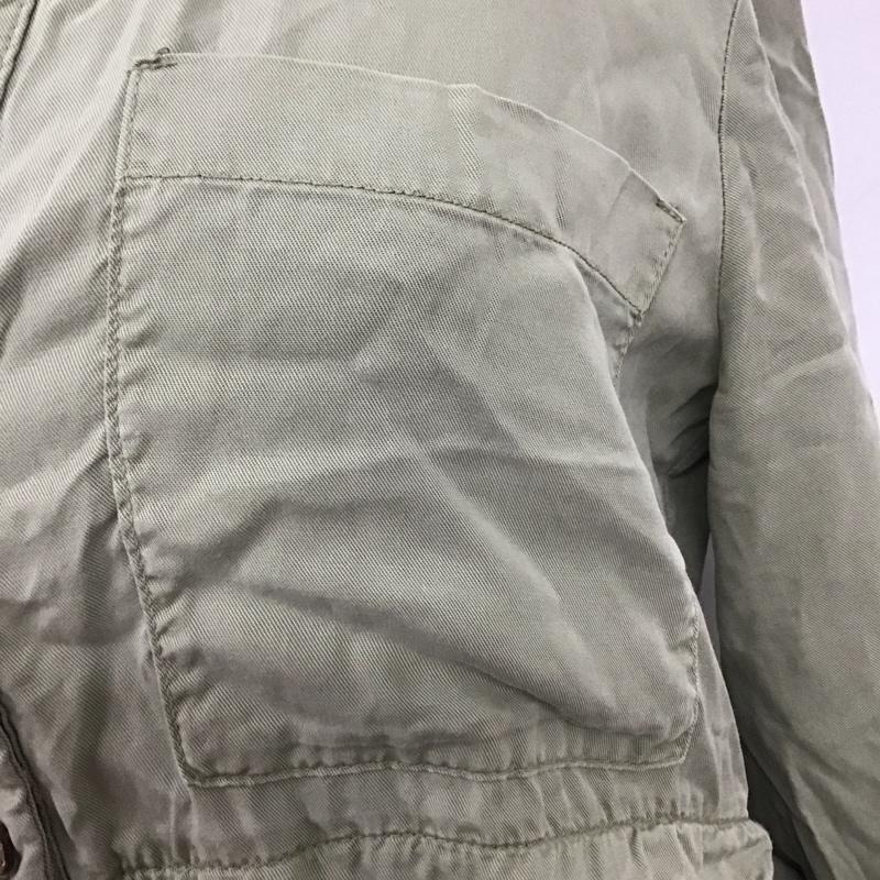 ザラ ZARA シャツ、ブラウス 長袖 長袖シャツ ノーカラーシャツ ポケットシャツ 長袖カットソー S 無地 カーキ / カーキ / レディース USED 古着 中古 10122718