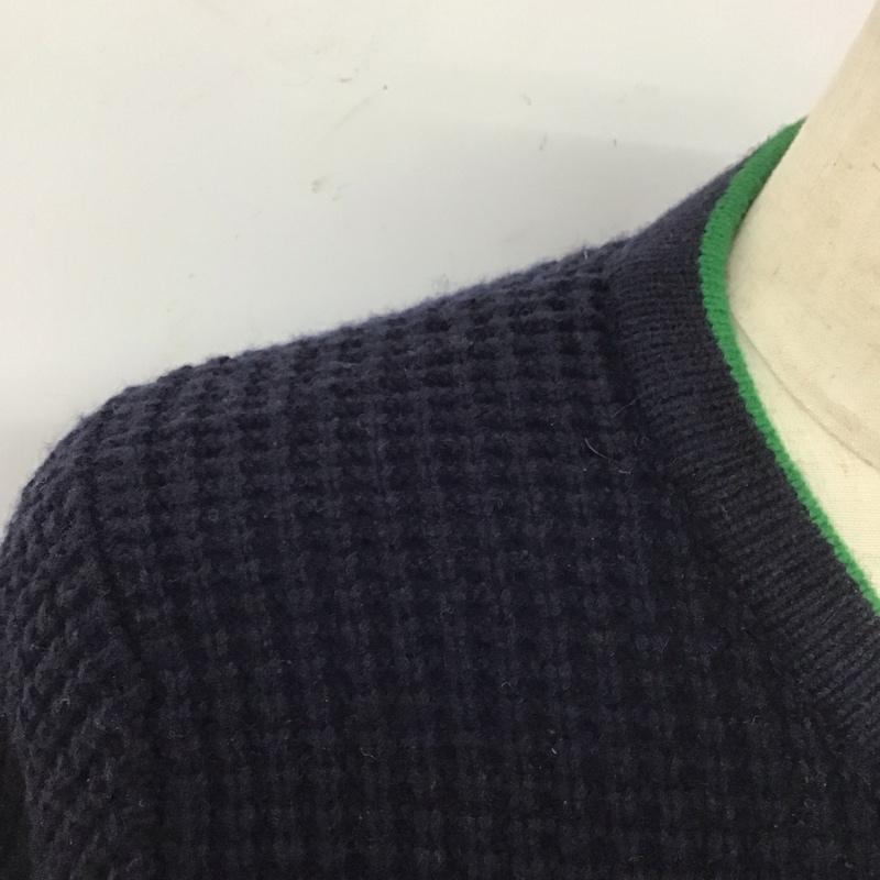 トミーヒルフィガー TOMMY HILFIGER ニット、セーター 長袖 長袖ニットカットソー ニット セーター Vネックニット L ロゴ、文字 紺 / ネイビー / メンズ USED 古着 中古 10112589