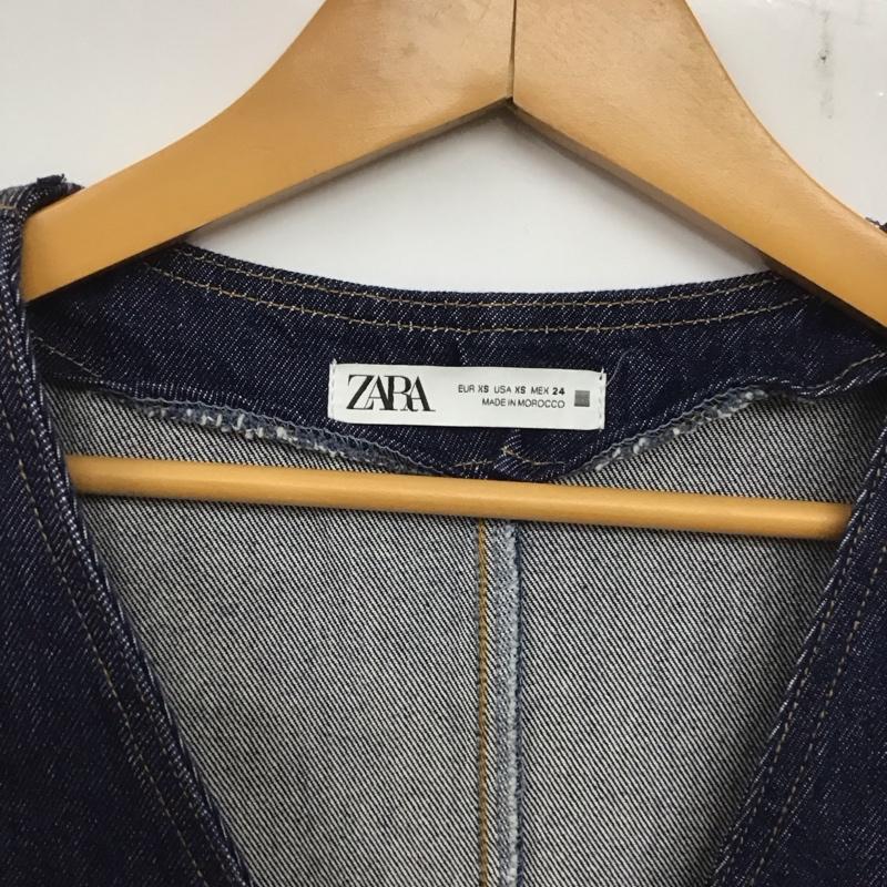 ザラ ZARA ワンピース ロングスカート デニムロングワンピース Vネック ノースリーブロングワンピース XS 無地 インディゴ / インディゴ / レディース USED 古着 中古 10138395