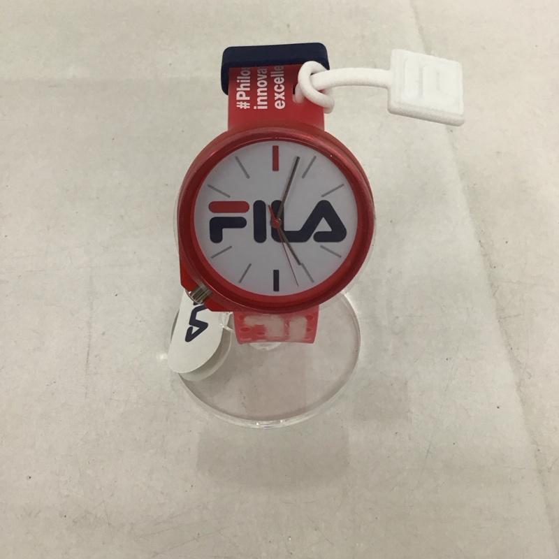 フィラ FILA 腕時計 アナログ(クォーツ式) 38-199 シリコンベルト 箱有 ロゴ、文字 赤 / レッド / レディース USED 古着 中古 10134429