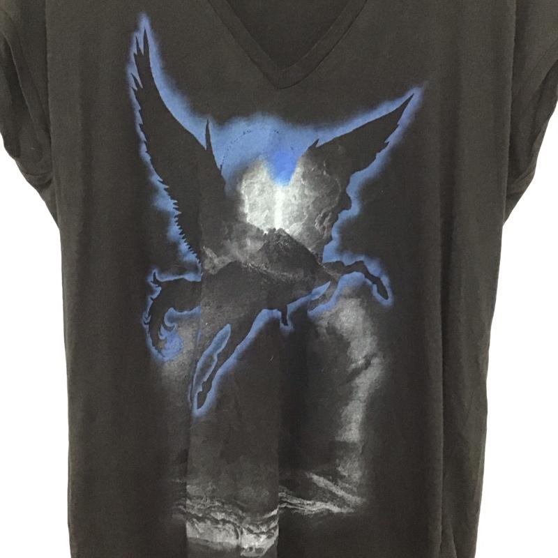 ディーゼル DIESEL Tシャツ 半袖 Vネック XS プリント 黒 / ブラック / レディース USED 古着 中古 10130597
