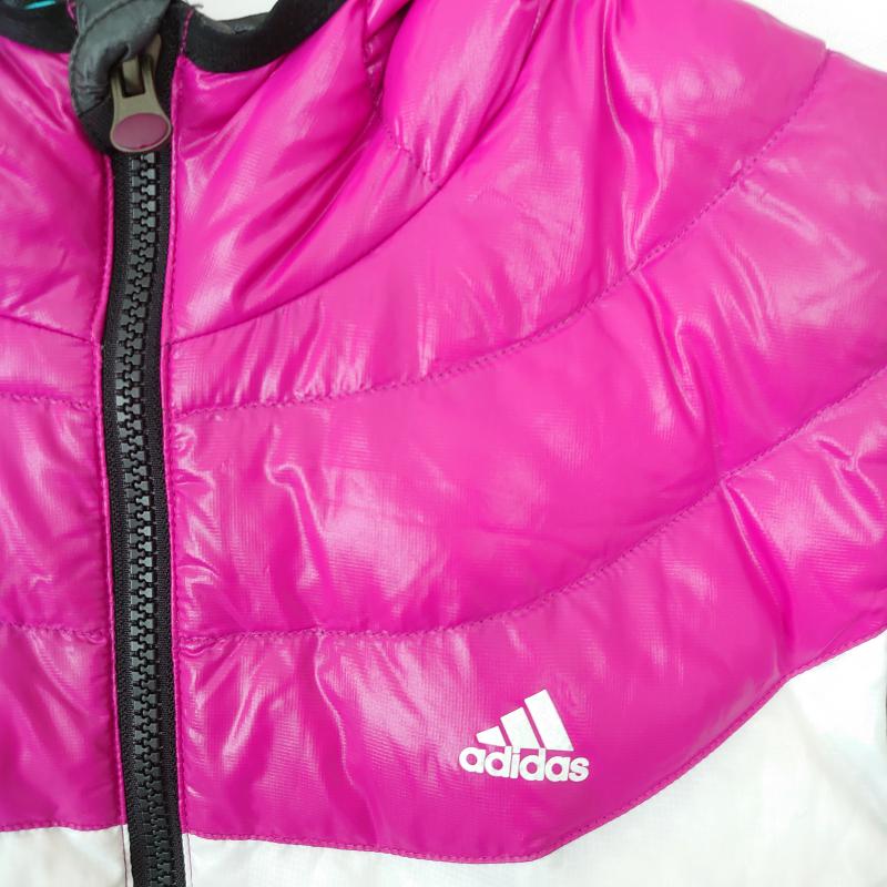 アディダス adidas ジャケット、上着 ダウンジャケット L ワンポイント 白 / ホワイト / X 黒 / ブラック / X 紫 / パープル / レディース USED 古着 中古 10011918