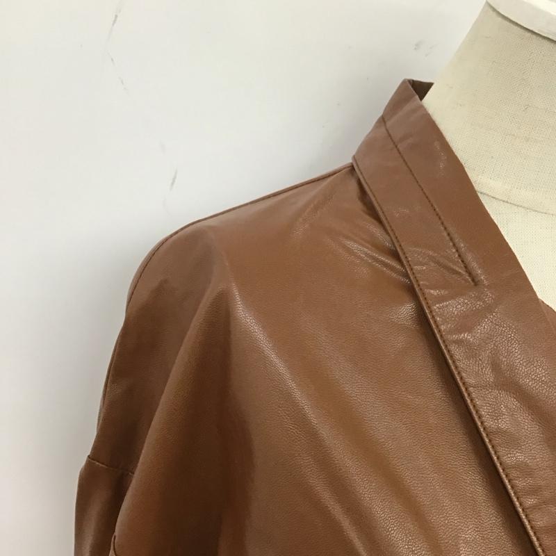 メゾンスペシャル MAISON SPECIAL シャツ、ブラウス 長袖 21202315405 フェイクレザー FREE 無地 茶 / ブラウン / レディース USED 古着 中古 10109348