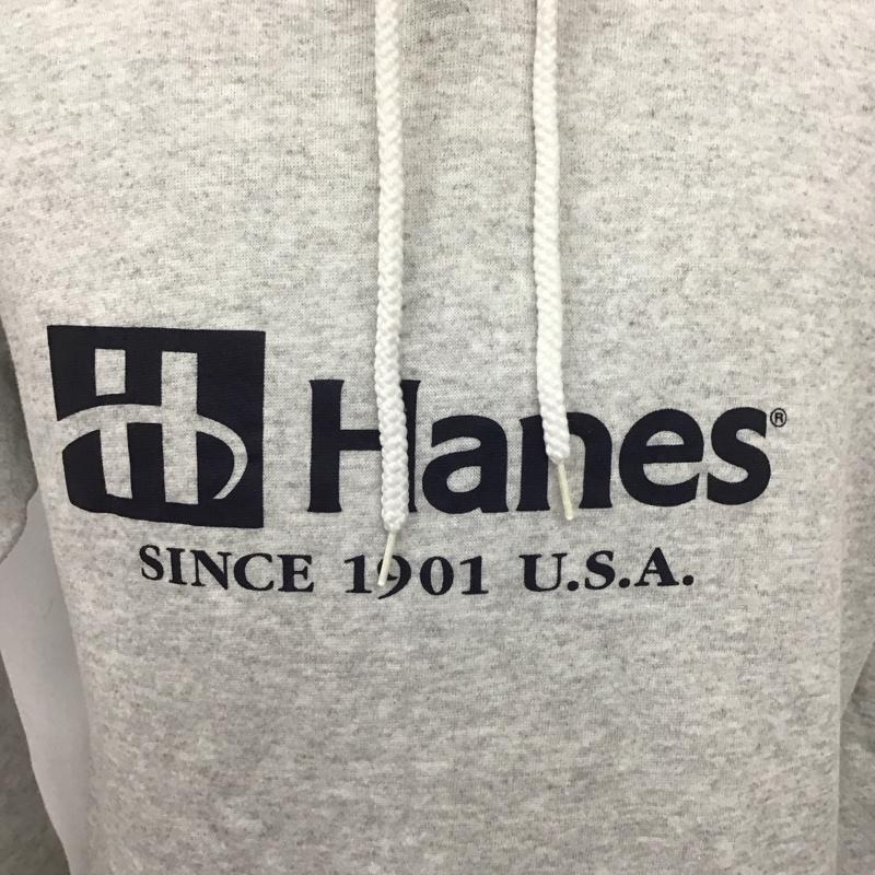 ヘインズ HANES パーカー 長袖 長袖パーカー フード付きパーカー プリントスウェット トレーナー M ロゴ、文字 灰 / グレー / メンズ USED 古着 中古 10108026