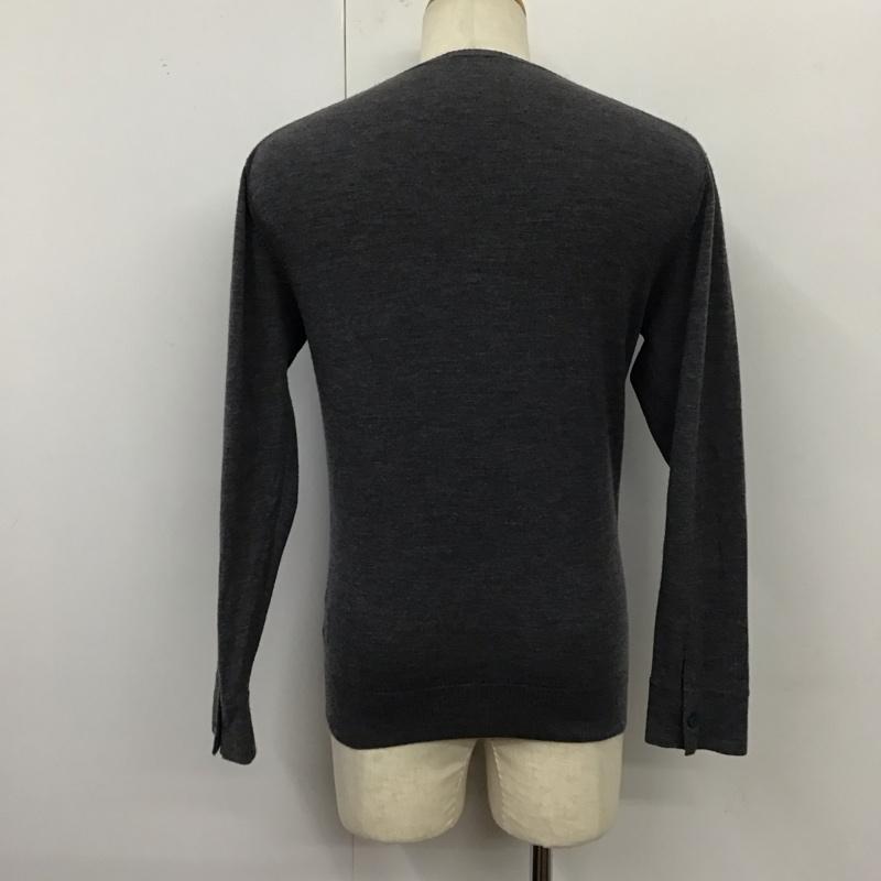 バーバリーブラックレーベル BURBERRY BLACK LABEL ニット、セーター 長袖 長袖ニットカットソー ニット セーター Vネックニット 2 ロゴ、文字 灰 / グレー / メンズ USED 古着 中古 10120366