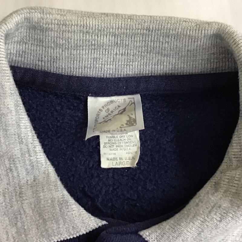 古着 USED トレーナー 長袖 スウェット 襟付き 裏起毛 L ロゴ、文字 灰 / グレー / X 紺 / ネイビー /  メンズ USED 古着 中古 10119828