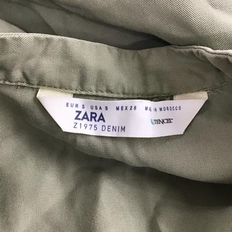 ザラ ZARA シャツ、ブラウス 長袖 長袖シャツ ノーカラーシャツ ポケットシャツ 長袖カットソー S 無地 カーキ / カーキ / レディース USED 古着 中古 10122718