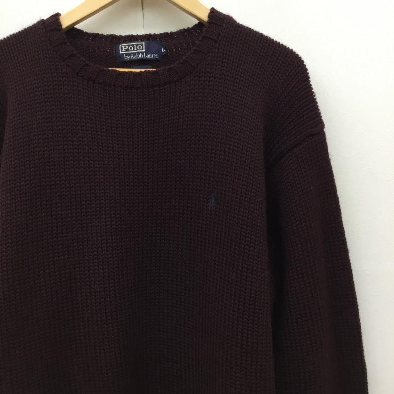 ポロラルフローレン POLO RALPH LAUREN ニット、セーター 長袖 90s LL ワンポイント ボルドー / ボルドー / メンズ USED 古着 中古 10139632