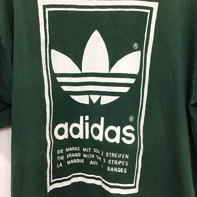 アディダス adidas Tシャツ 半袖 半袖カットソー プリントTシャツ クルーネックカットソー L ロゴ、文字 緑 / グリーン / メンズ USED 古着 中古 10136670