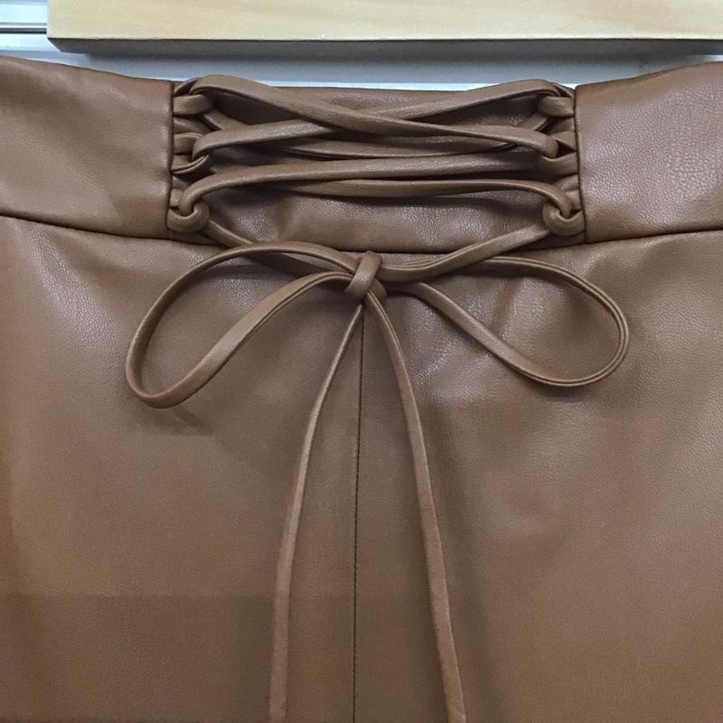 ザラ ZARA スカート ロングスカート 3046 263 700 フェイクレザー タグ付き L 無地 茶 / ブラウン / レディース USED 古着 中古 10138896