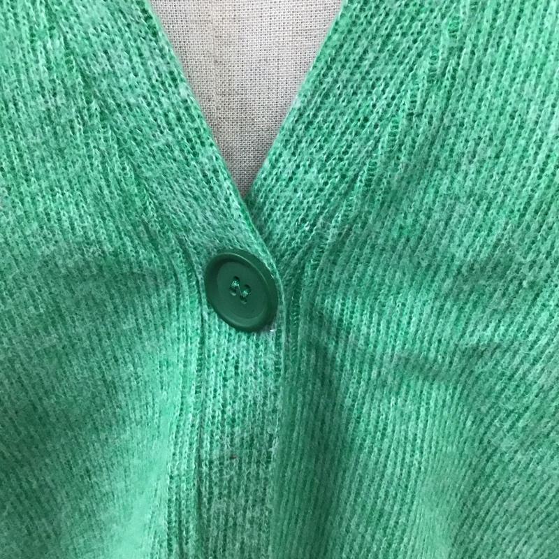 ザラ ZARA カーディガン 長袖 5584/007/500 M 無地 黄緑 / イエローグリーン / レディース USED 古着 中古 10124049