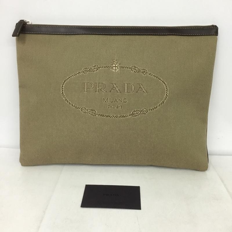 プラダ PRADA クラッチバッグ、パーティバッグ クラッチバッグ、パーティバッグ 2N1283 ロゴ、文字 ベージュ / ベージュ / レディース USED 古着 中古 10132612