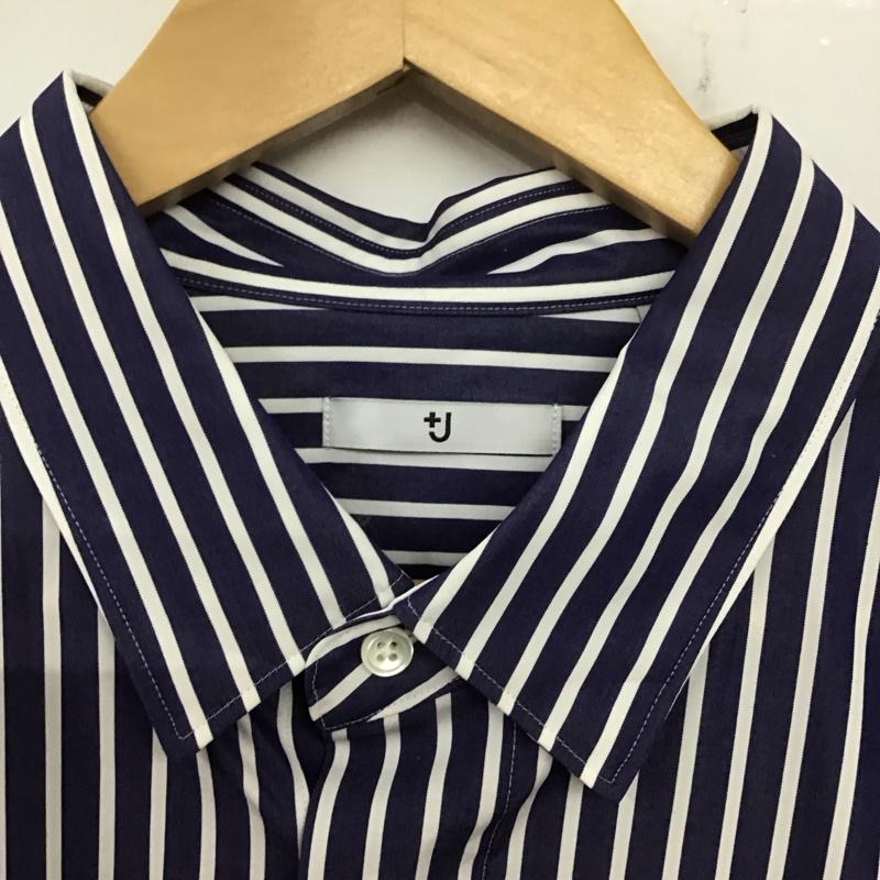 ユニクロ UNIQLO シャツ、ブラウス 長袖 331-436734 長袖シャツ カラーシャツ ストライプシャツ L ストライプ 白 / ホワイト / X 青 / ブルー / メンズ USED 古着 中古 10139041