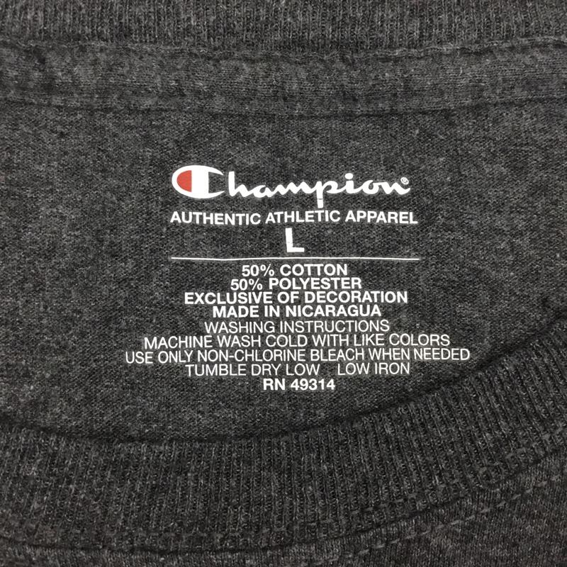 チャンピオン Champion Tシャツ 半袖 半袖カットソー プリントTシャツ クルーネックカットソー 古着 L プリント 灰 / グレー / メンズ USED 古着 中古 10108265