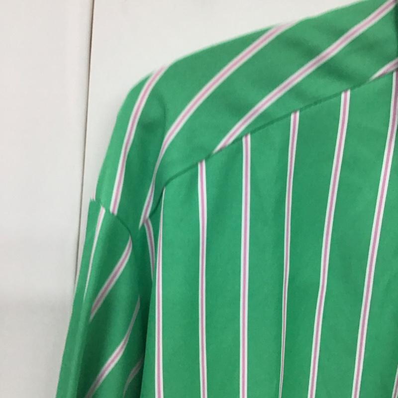 ザラ ZARA シャツ、ブラウス 長袖 3666 165 131 オーバーサイズ XS ストライプ 緑 / グリーン / X 白 / ホワイト / X 桃 / ピンク / レディース USED 古着 中古 10131306