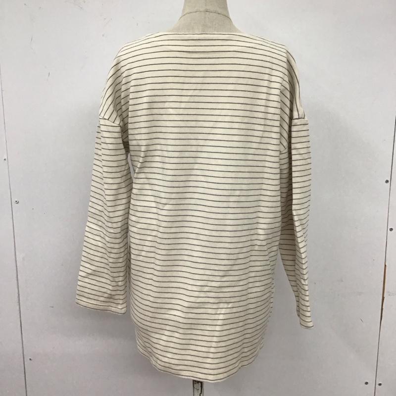 ラコステ LACOSTE カットソー 長袖 長袖カットソー クルーネックカットソー ロングスリーブカットソー ボーダー 38 ロゴ、文字 X ボーダー柄 白 / ホワイト /  レディース USED 古着 中古 10109951