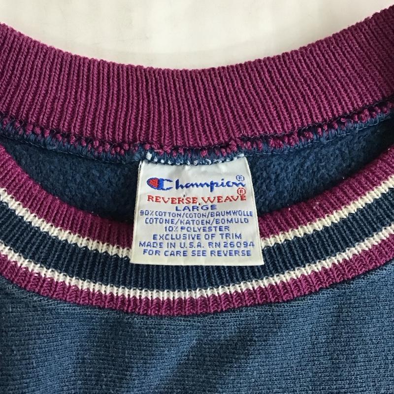 チャンピオン Champion トレーナー 長袖 REVERSE WEAVE スウェット 90年代 L ロゴ、文字 青 / ブルー / メンズ USED 古着 中古 10115701