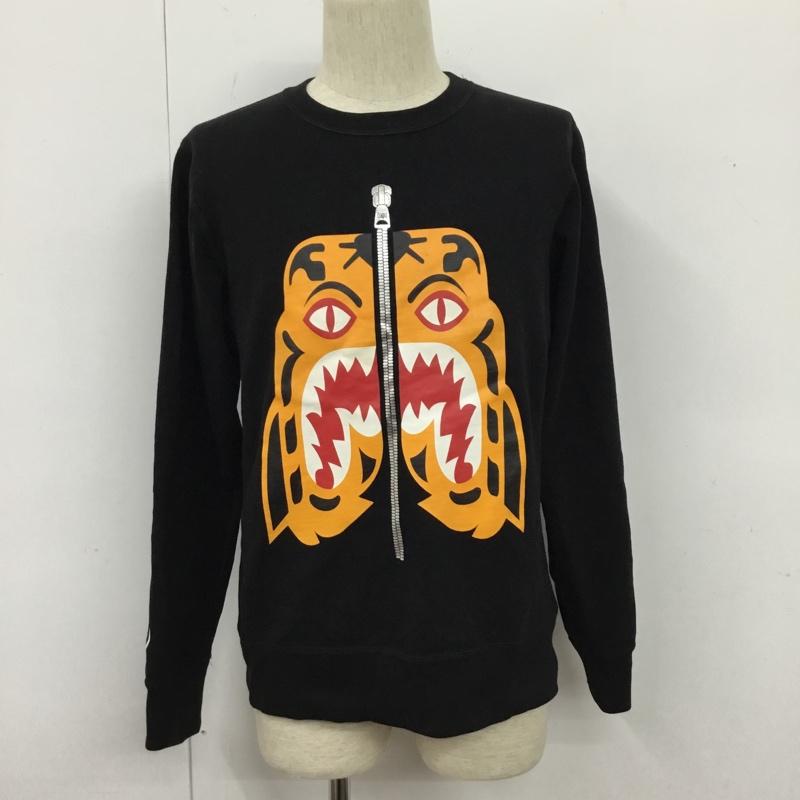 アベイシングエイプ A BATHING APE トレーナー 長袖 001SWI301019M TIGER HEAVY WEIGHT CREWNECK タイガー スウェット M プリント 黒 / ブラック / メンズ USED 古着 中古 10107034