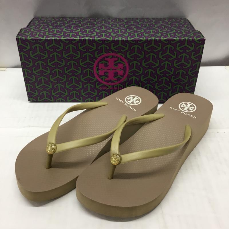 トリーバーチ TORY BURCH サンダル サンダル Wedge Thin Flip Flops トングサンダル 厚底 箱有 ロゴ、文字 ベージュ / ベージュ / レディース USED 古着 中古 10113525
