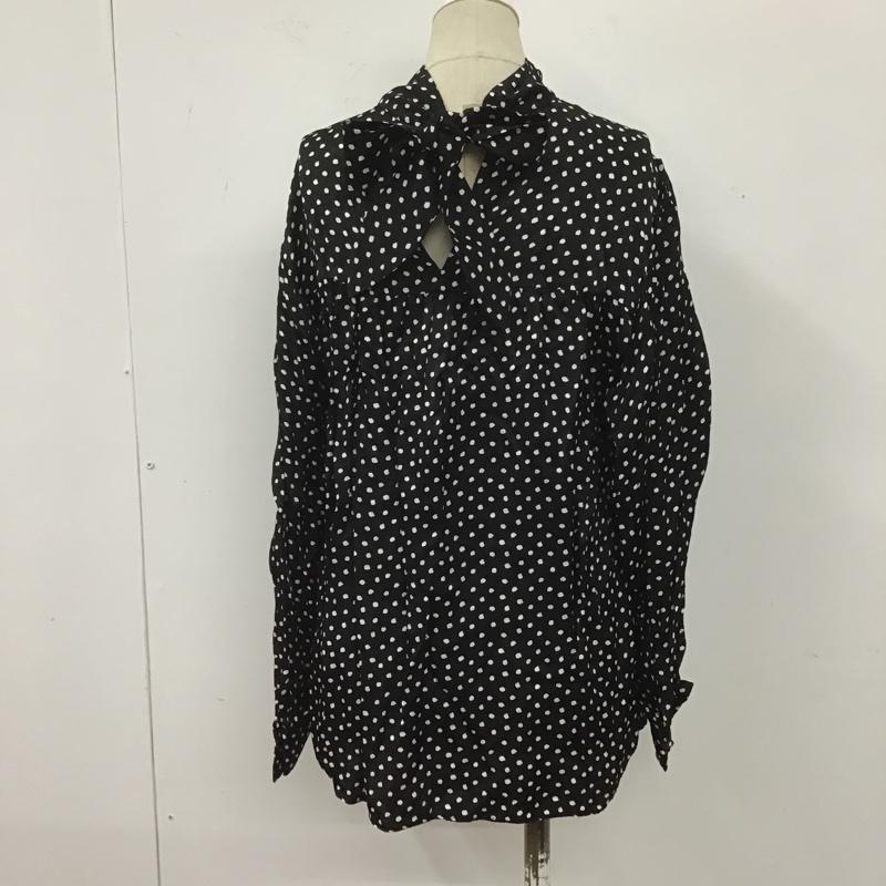 ザラ ZARA カットソー 長袖 スタンドネック バックリボン XS ドット 黒 / ブラック / X 白 / ホワイト /  レディース USED 古着 中古 10107147