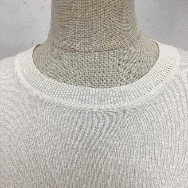 ザラ ZARA ニット、セーター 半袖 半袖ニットカットソー クルーネックカットソー 半袖セーター M 無地 白 / ホワイト / レディース USED 古着 中古 10116427