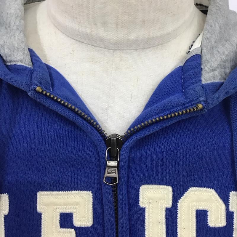 トミーヒルフィガー TOMMY HILFIGER パーカー 長袖 ジップアップアップパーカー 長袖パーカー スウェット M ロゴ、文字 青 / ブルー /  メンズ USED 古着 中古 10125290