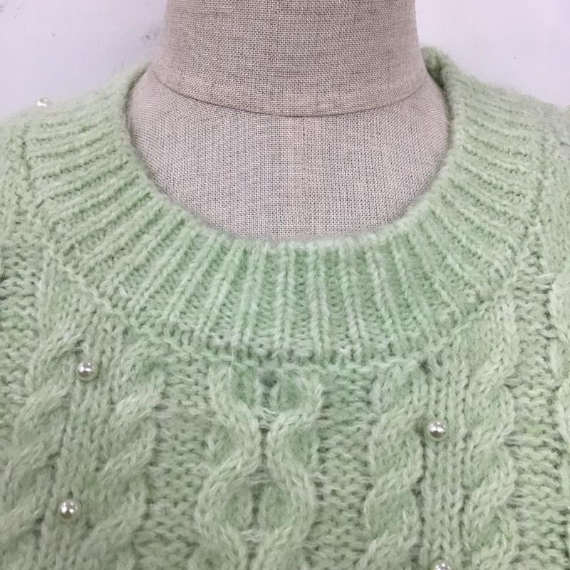 ザラ ZARA ニット、セーター 半袖 9598 184 526 パール パフスリーブ M 薄緑 / ライトグリーン / レディース USED 古着 中古 10124989