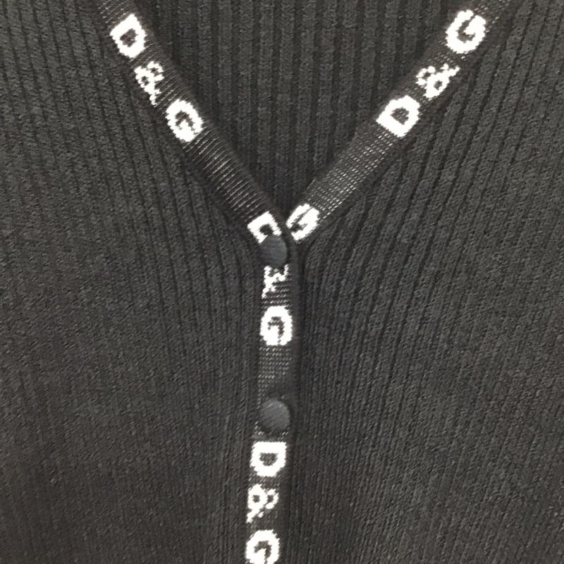 ドルチェアンドガッバーナ DOLCE&GABBANA カーディガン 半袖 半袖ニットカーディガン 前ボタン リブニット ショート丈 ロゴ、文字 黒 / ブラック / レディース USED 古着 中古 10138795