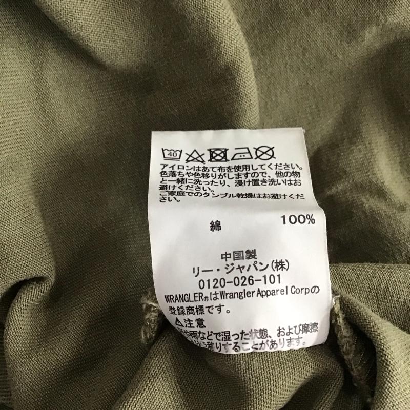 ラングラー Wrangler ワンピース ロングスカート 長袖シャツワンピース ロングワンピース ノーカラー フロントボタン FREE ロゴ、文字 カーキ / カーキ / レディース USED 古着 中古 10147898