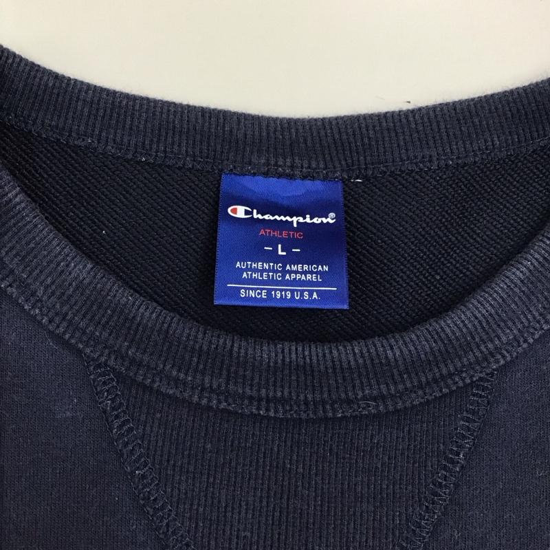 チャンピオン Champion トレーナー 長袖 c3-ls050 トレーナー クルーネックスウェット L ロゴ、文字 紺 / ネイビー /  メンズ USED 古着 中古 10116282