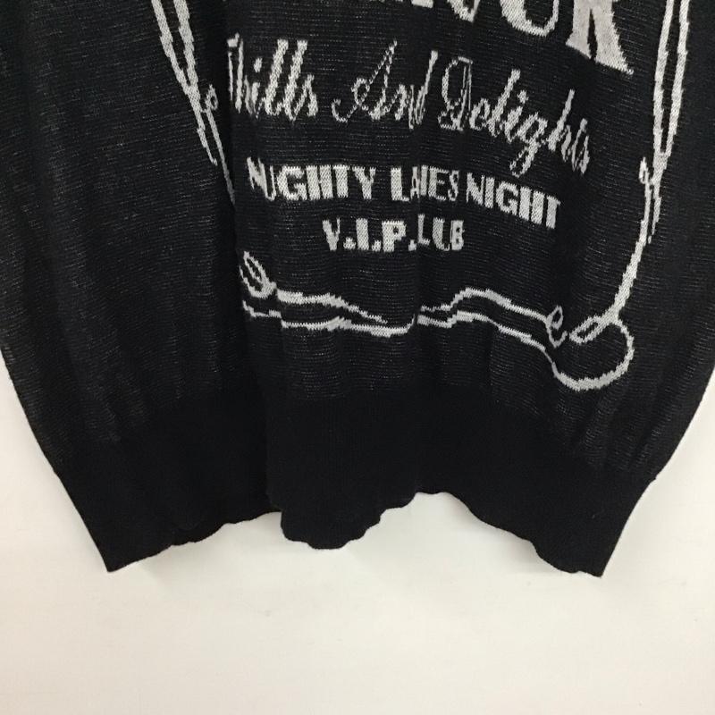 ヒステリックグラマー HYSTERIC GLAMOUR ニット、セーター 半袖 半袖ニットカットソー クルーネック セーター M プリント 黒 / ブラック / メンズ USED 古着 中古 10136189