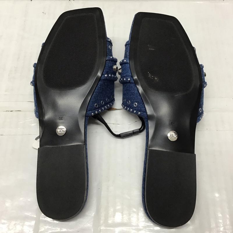 ザラ ZARA サンダル サンダル 1603 210 017 デニム タグ付き スタッズ 39 青 / ブルー / レディース USED 古着 中古 10115669