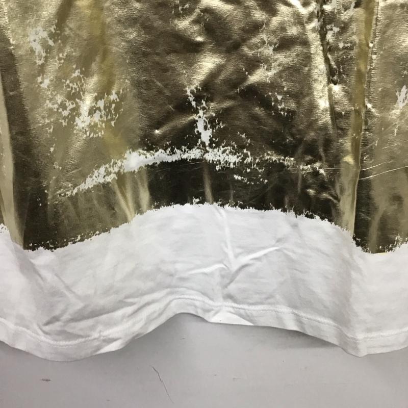 ザラ ZARA Tシャツ 半袖 1165 455 303 クルーネック L プリント 白 / ホワイト / X 金 / ゴールド / レディース USED 古着 中古 10131302