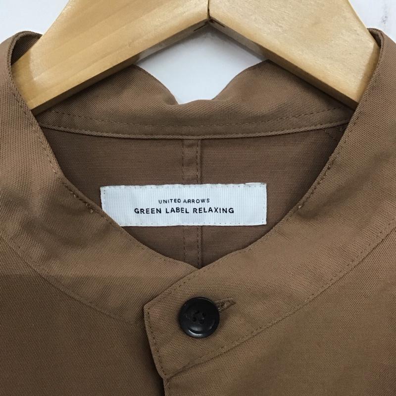 ユナイテッドアローズグリーンレーベルリラクシング UNITED ARROWS green label relaxing シャツ、ブラウス 長袖 長袖シャツ 無地シャツ ノーカラーシャツ L 無地 茶 / ブラウン / メンズ USED 古着 中古 10139005
