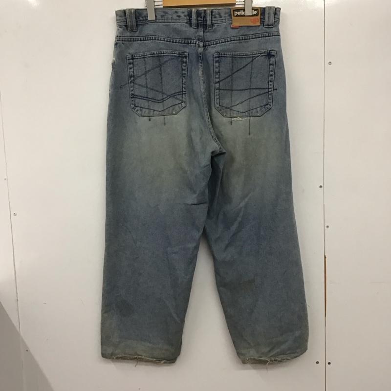 ペレペレ PELLEPELLE パンツ デニム、ジーンズ デニムパンツ ワイドパンツ カジュアルパンツ 36 ロゴ、文字 インディゴ / インディゴ / メンズ USED 古着 中古 10137035