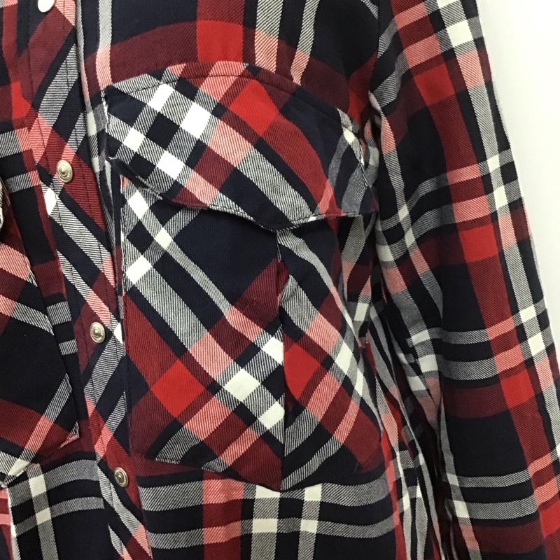 ザラウーマン ZARA WOMAN シャツ、ブラウス 長袖 ワークシャツ XS チェック 赤 / レッド / X 紺 / ネイビー / X 白 / ホワイト / レディース USED 古着 中古 10113478