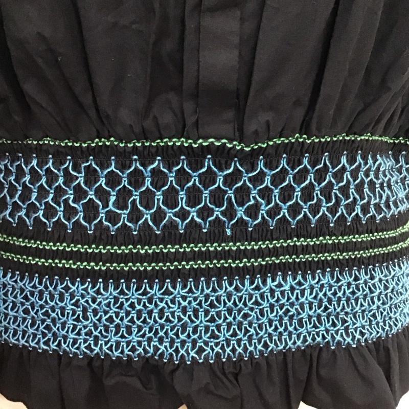 ジーナシス JEANASIS カットソー 半袖 JS063729MC シャーリングシャツ FREE 刺繍 黒 / ブラック /  レディース USED 古着 中古 10109526